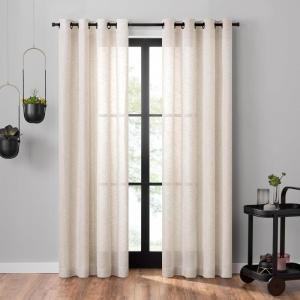 Umbra Dagen Slub Textured Sheer Grommet 95 in Long x 50 in Wide Window Curtain Panel, White(Light Bronze)