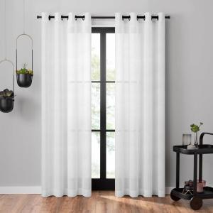 Umbra Dagen Slub Textured Sheer Grommet 95 in Long x 50 in Wide Window Curtain Panel, White(White)