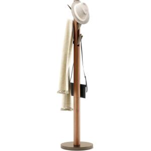 Umbra Flapper Coat Rack, Clothing Hanger, Umbrella Holder, and Hat Organizer, Great for Entryway, Grey(Light Walnut/Warm Gold)
