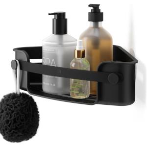 Umbra Flex Adhesive Shower Corner Shelf for Bathroom, White(Black)