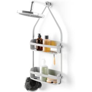 Umbra Flex Hanging Shower Caddy with 2 Shelves, Bathtub Shelf and Bathroom Organizer, White(Grey)
