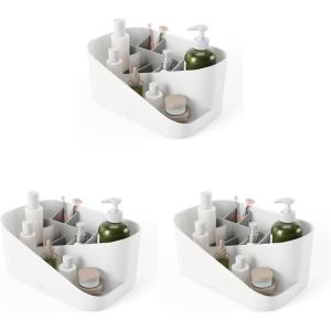 Umbra Glam Cosmetic Organizer, Versatile Storage Container With Removable Insert for Bathroom, Office and More, White(Medium (Pack of 3))
