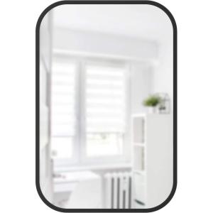 Umbra Hub 24 x 36” Rectangular Wall Mirror with Rubber Frame, Modern Room Decor for Entryways, Bathrooms, Living Rooms and More, Black