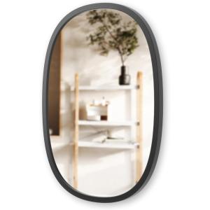 Umbra Hub Oval Wall Mirror with Rubber Frame, Modern Room Decor for Entryways, Washrooms, Living Rooms and More, Black(24″L x 18″W)