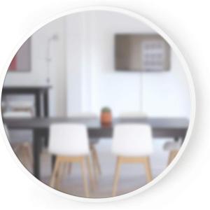 Umbra Hub Round Wall Mirror with Rubber Frame, Modern Style for Bathroom, Entryway, Living Room and More, 18-Inch, Black(White)
