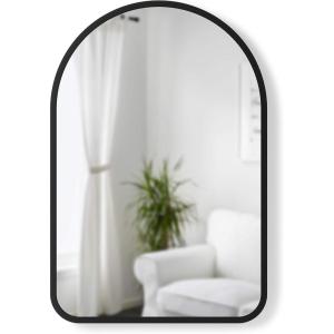 Umbra Hubba Arched Wall Mirror with Metallic Frame, Modern Style for Bathroom, Entryway, Living Room and More, 34 x 36-Inch, Brass(Black)