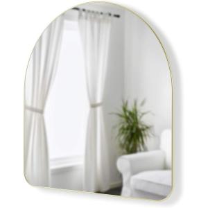 Umbra Hubba Arched Wall Mirror with Metallic Frame, Modern Style for Bathroom, Entryway, Living Room and More, 34 x 36-Inch, Brass(Brass)