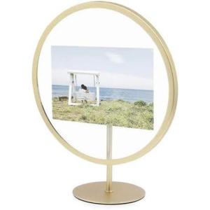 Umbra Infinity Picture Frame, Floating Photo Display for Desk or Wall, 5X7, MAT BRAS(Matte Brass)