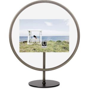 Umbra Infinity Picture Frame, Floating Photo Display for Desk or Wall, 5X7, MAT BRAS(Pewter)