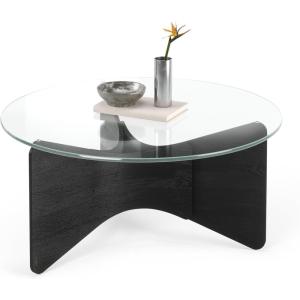 Umbra Madera Round Modern and Contemporary Coffee Table, Black(Black)
