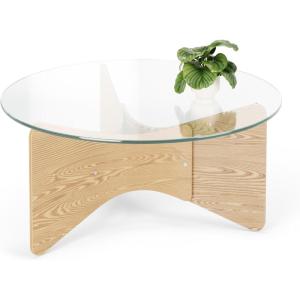 Umbra Madera Round Modern and Contemporary Coffee Table, Black(Natural)