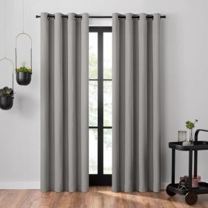 Umbra Ottoman Textured Solid 100% Blackout Grommet 95 in Long x 50 in Wide Window Curtain Panel, Linen(Cement)