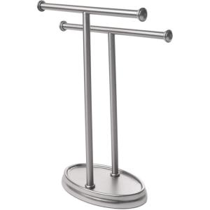 Umbra Palm Double Hand Towel Tree, Brushed Nickel 2 Towels Holder and Accessories Stand for Bathroom Vanities – Slim, Modern, Durable Bars With Base Serves as a Jewelry Tray for Rings, 4.25″ Length x 10.5″ Height x 3.75″ Width, Model:021019-410(Modern)