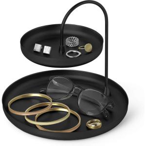 Umbra Poise Large, Double, Attractive Storage You Can Leave Out, Two-Tiered Jewelry Tray, Black(Black)