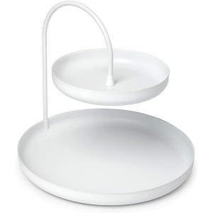 Umbra Poise Large, Double, Attractive Storage You Can Leave Out, Two-Tiered Jewelry Tray, Black(White)
