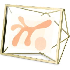 Umbra Prisma 4×6 Picture Frame, Metal Floating Wall or Desk Photo Display for Pictures, Art, Illustrations, and More, Chrome(Brass)
