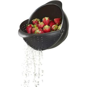 Umbra Rinse Bowl and Strainer, Black(Black)