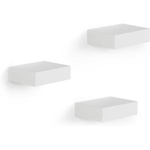 Umbra Showcase Floating Shelves (Set of 3), Gallery Style Display for Small Objects and More, White(White)