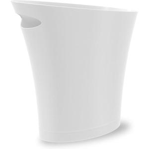 Umbra Skinny Sleek & Stylish Bathroom Trash Can, Small Garbage Can, Wastebasket for Narrow Spaces at Home or Office, 2 Gallon Capacity, Bronze(Metallic-white)