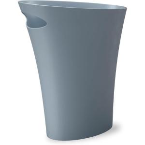 Umbra Skinny Sleek & Stylish Bathroom Trash Can, Small Garbage Can, Wastebasket for Narrow Spaces at Home or Office, 2 Gallon Capacity, Bronze(Slate Blue)