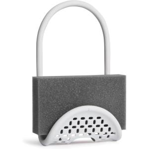 Umbra Sling Kitchen Sink Caddy Sponge Holder, Hangs Over Faucet or Divider, Single, Black(White)