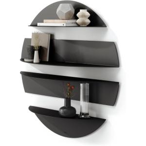Umbra Solis Decorative Floating Shelf – Set of 4 Wall-Mount Shelves to Display Small Objects and Artwork, Black(Black)