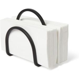 Umbra Squire Napkin Holder for Square and Rectangular Dinner, Cocktail, Luncheon Napkins, Modern Metal Design Looks Like Cast Iron, Black(Napkin Holder)