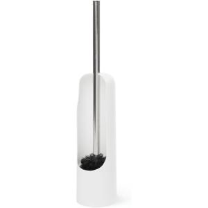 Umbra Touch Toilet Brush with Holder/Stand – Durable, Slim Cleaning Tool with Dense Bristles – Removes Stubborn Stains, White(White)