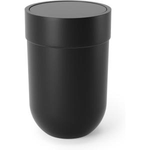Umbra Touch Trash Can, Small 1.6-Gallon Garbage Bin with Swing Lid, Waste Basket for Bathroom or Office, Black(Black)