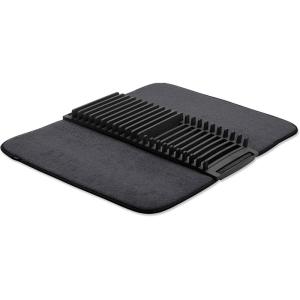Umbra UDRY, 24 x 18 inches Rack and Microfiber Dish Drying Mat-Space-Saving Lightweight Design Folds Up for Easy Storage, Black(Black)