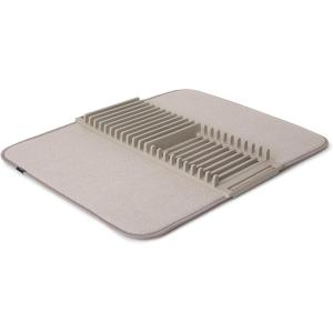 Umbra UDRY, 24 x 18 inches Rack and Microfiber Dish Drying Mat-Space-Saving Lightweight Design Folds Up for Easy Storage, Black(Latte)
