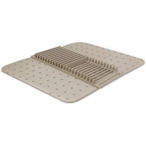 Umbra UDRY, 24 x 18 inches Rack and Microfiber Dish Drying Mat-Space-Saving Lightweight Design Folds Up for Easy Storage, Black(Latte Print)
