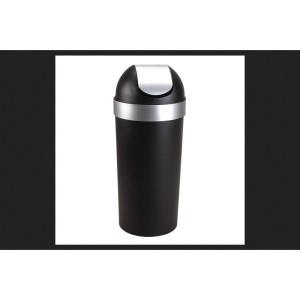 Umbra Venti 16-Gallon Swing Top Kitchen Trash Can Large, 35-inch Tall Garbage Can for Indoor, Outdoor or Commercial Use, Black/Nickel