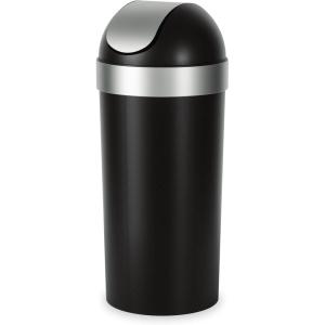 Umbra Venti Kitchen Trash Can with Swing Top Lid, Large 16-Gallon (62 L) Capacity, Black/Nickel(Black/Nickel)