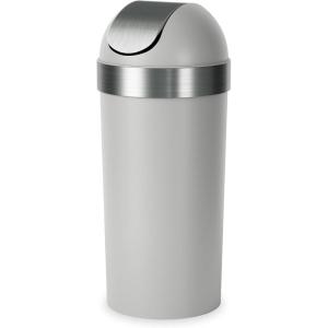 Umbra Venti Kitchen Trash Can with Swing Top Lid, Large 16-Gallon (62 L) Capacity, Black/Nickel(Grey-Nickel)