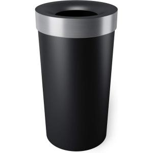 Umbra Vento Kitchen Trash Can with Open Top, Large 16-Gallon (62 L) Capacity, Sand(Black-Nickel)