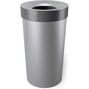 Umbra Vento Kitchen Trash Can with Open Top, Large 16-Gallon (62 L) Capacity, Sand(Grey-Nickel)