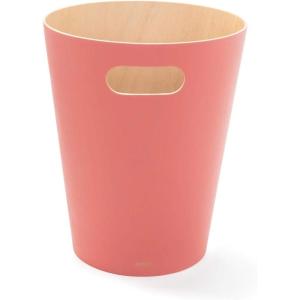 Umbra Woodrow 2-Gallon Modern Wooden Trash Can Wastebasket, Attractive Bin for Garbage or Recycling, Suitable for Home or Office, Natural(Coral Pink)