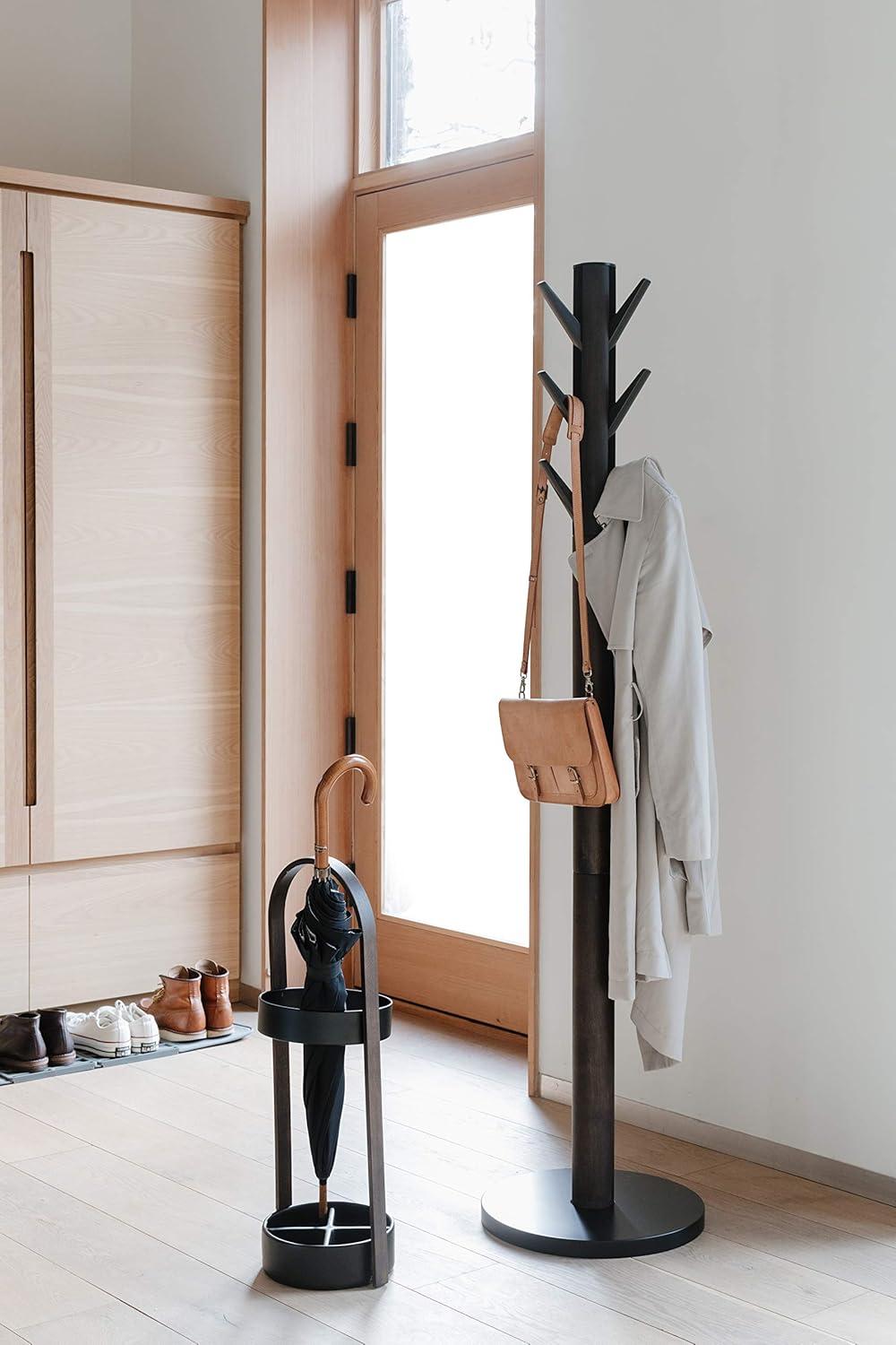 image:imageUmbra Flapper Coat Rack Clothing Hanger Umbrella Holder and Hat Organizer Great for Entryway BlackWalnut 320361048BlackWalnut