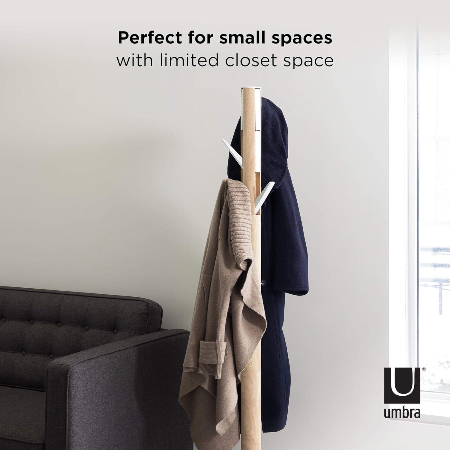 image:imageUmbra Flapper Coat Rack Clothing Hanger Umbrella Holder and Hat Organizer Great for Entryway BlackWalnut 320361048WhiteNatural