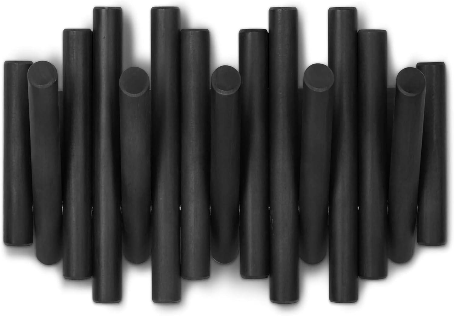 image:imageUmbra Picket Coat Rack with 8 Hooks Walnut WallMounted Coat Rack with FlipDown Wooden Hooks Real Pine Wood Decorative Wall Storage for Jackets Hats Scarves Bags Entryway Bedroom Living RoomBlack