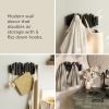 Umbra Picket Coat Rack with 8 Hooks – Walnut Wall-Mounted Coat Rack with Flip-Down Wooden Hooks, Real Pine Wood Decorative Wall Storage for Jackets, Hats, Scarves, Bags, Entryway, Bedroom Living Room(Black)