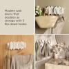 Umbra Picket Coat Rack with 8 Hooks – Walnut Wall-Mounted Coat Rack with Flip-Down Wooden Hooks, Real Pine Wood Decorative Wall Storage for Jackets, Hats, Scarves, Bags, Entryway, Bedroom Living Room(White)