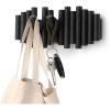 Umbra Picket Coat Rack with 8 Hooks – Walnut Wall-Mounted Coat Rack with Flip-Down Wooden Hooks, Real Pine Wood Decorative Wall Storage for Jackets, Hats, Scarves, Bags, Entryway, Bedroom Living Room(Black)