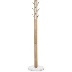 Umbra Flapper Coat Rack, Clothing Hanger, Umbrella Holder, and Hat Organizer, Great for Entryway, Black/Walnut (320361-048)(White/Natural)