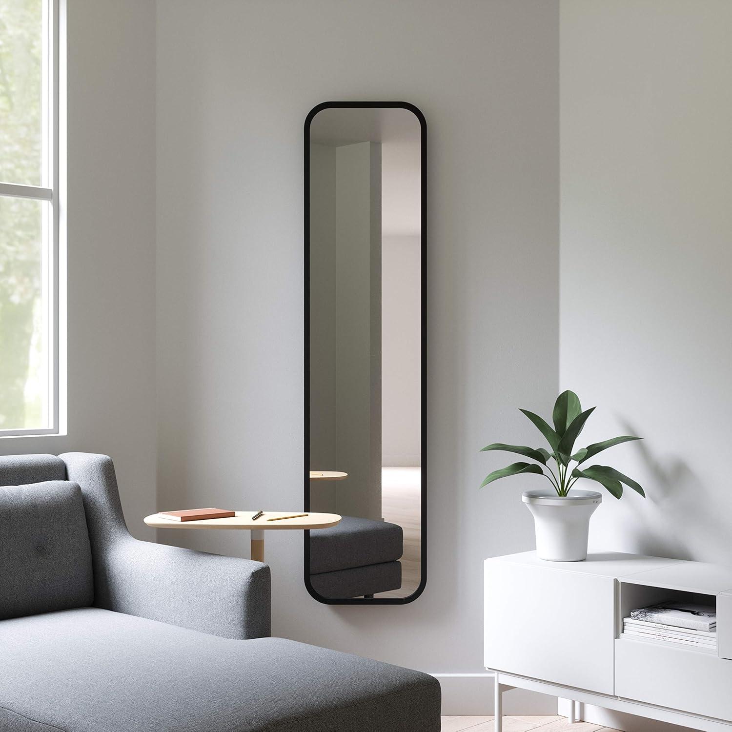 image:imageUmbra Hub Mirror with Rubber Frame Modern Style for Bedroom Bathroom Entryway and More Black62L x 145W