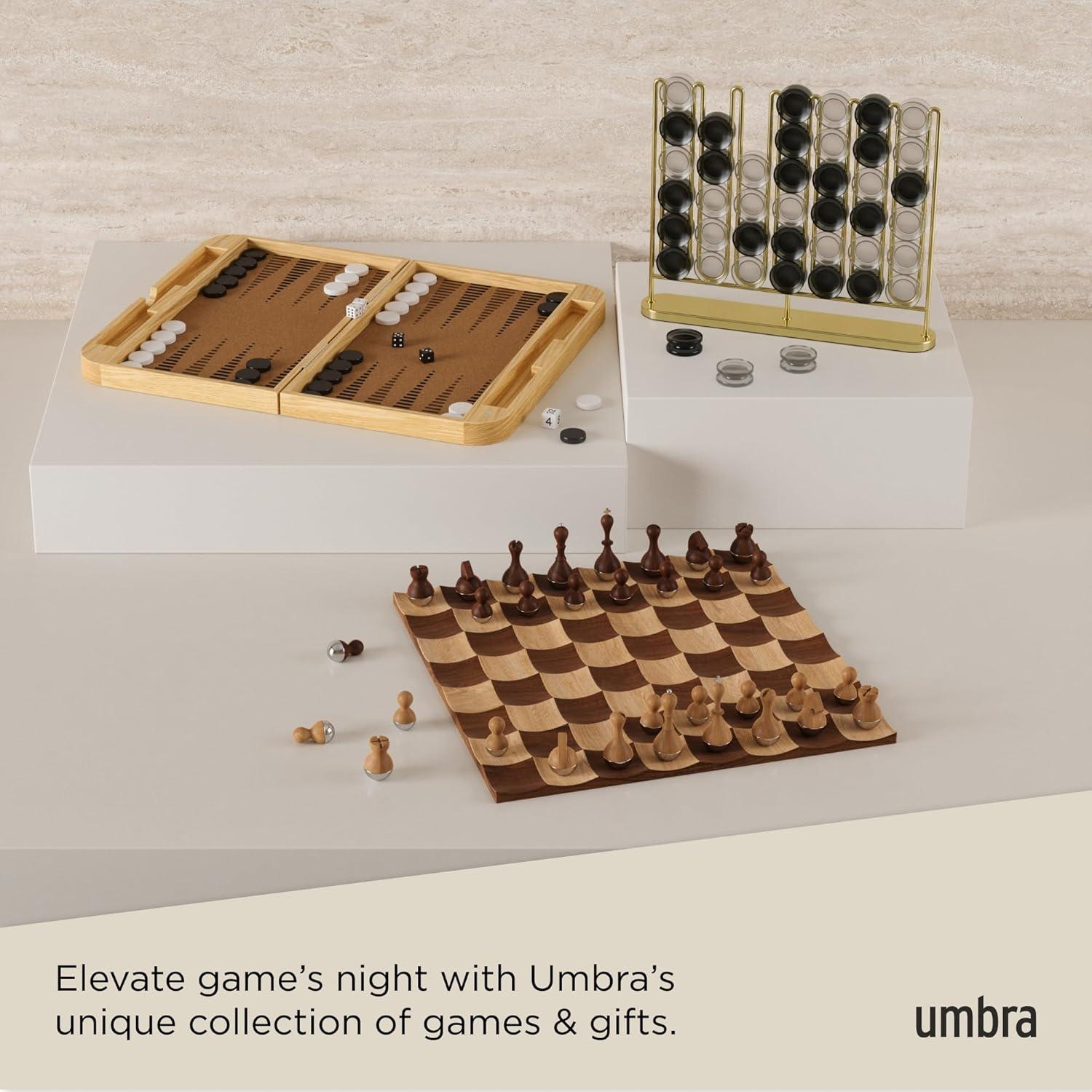 image:imageUmbra Blitz 2in1 Backgammon amp Checkers Set Folding Decorative Board Game with Ashwood Checkerboard Cork Backgammon Interior Includes 32 Pieces amp Dice