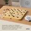 Umbra Blitz 2-in-1 Backgammon & Checkers Set – Folding Decorative Board Game with Ashwood Checkerboard, Cork Backgammon Interior, Includes 32 Pieces & Dice