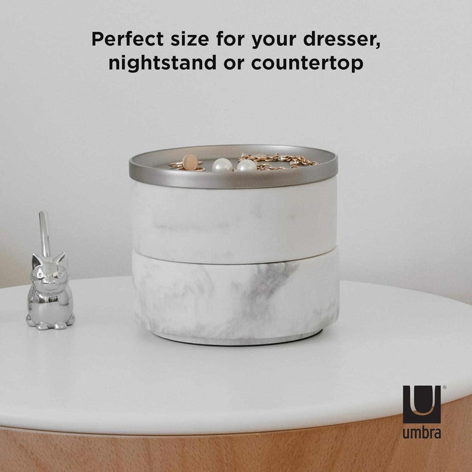 image:imageUmbra 299470491 Tesora Jewelry Box TwoTier Resin Storage Container with Removable Lid MarbleNickel