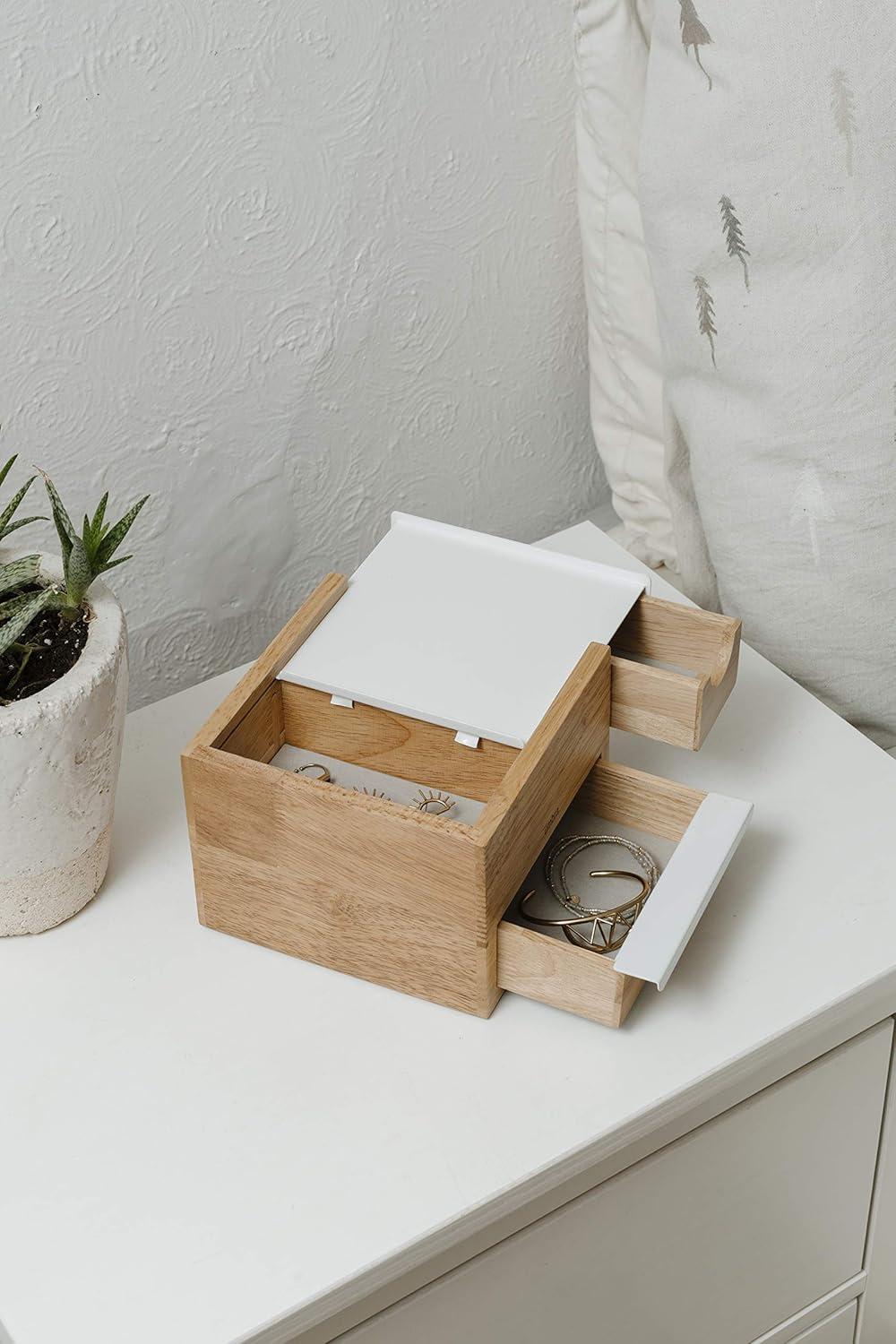 image:imageUmbra Stowit Jewelry Box Modern Keepsake Storage Organizer with Hidden Compartment Drawers for Ring Bracelet Watch Necklace Earrings and AccessoriesWhiteNatural